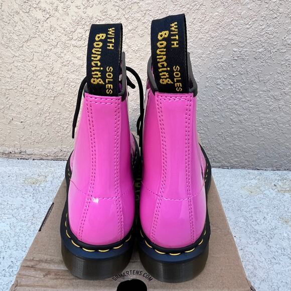 Dr Martens Patent Leather Air Bounce Boots 1460 Pink Thrift Lamper Air Wair SZ 9 - Picture 4 of 9